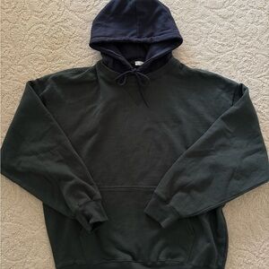 Brandy Melville Dark Green and Navy Blue Hoodie